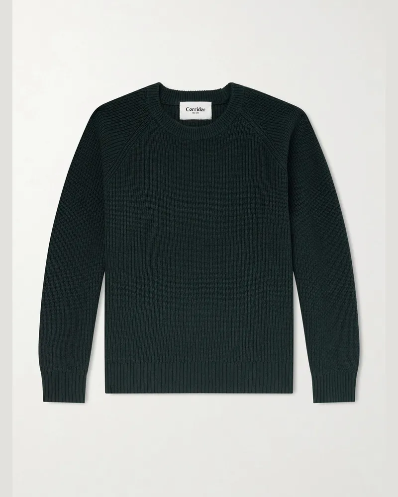 Corridor Ribbed Cotton Sweater Green