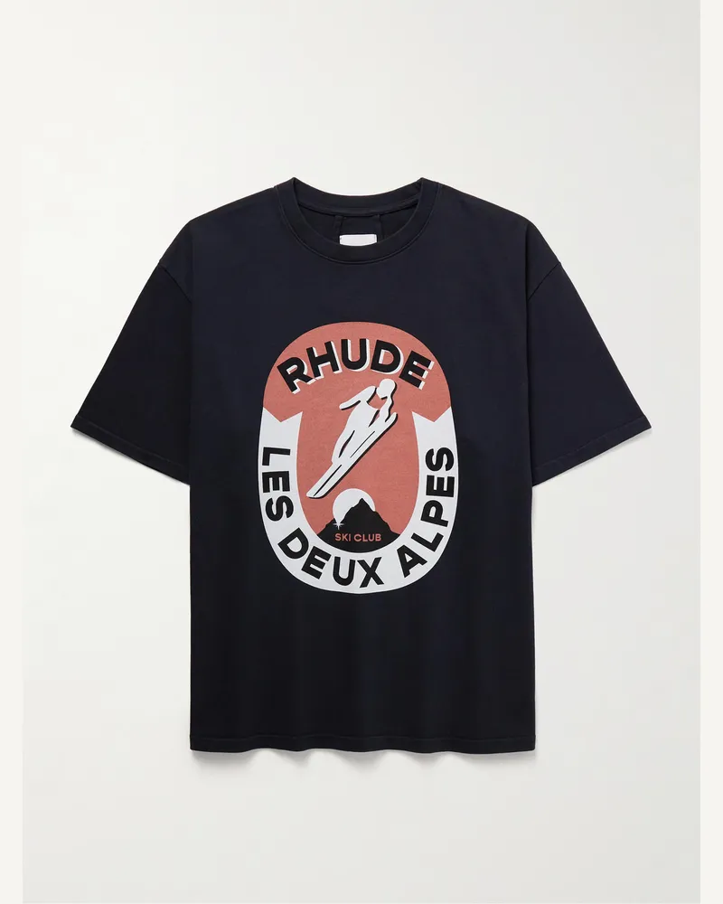 RHUDE Les Deux Alpes T-Shirt aus Baumwoll-Jersey mit Logoprint Schwarz