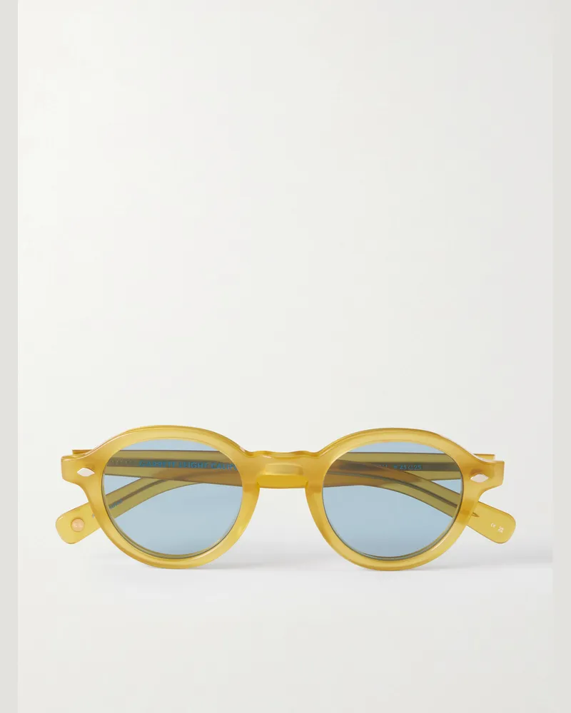 Garrett Leight Flipper Round-Frame Acetate Sunglasses Yellow