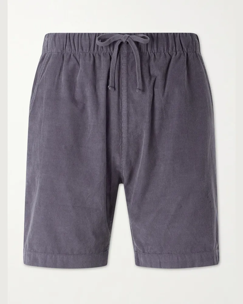 Hartford Straight-Leg Cotton-Corduroy Shorts Blue