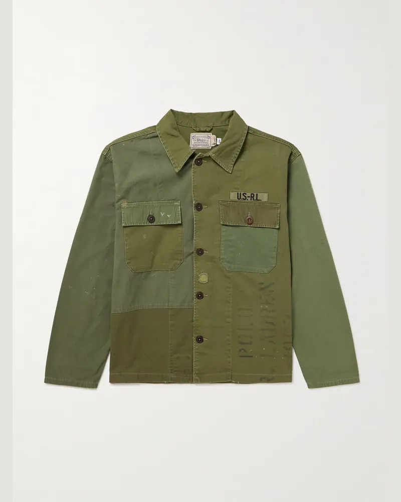 Ralph Lauren Patchwork-Hemdjacke aus Baumwolle mit Stickereien in Distressed-Optik Grün