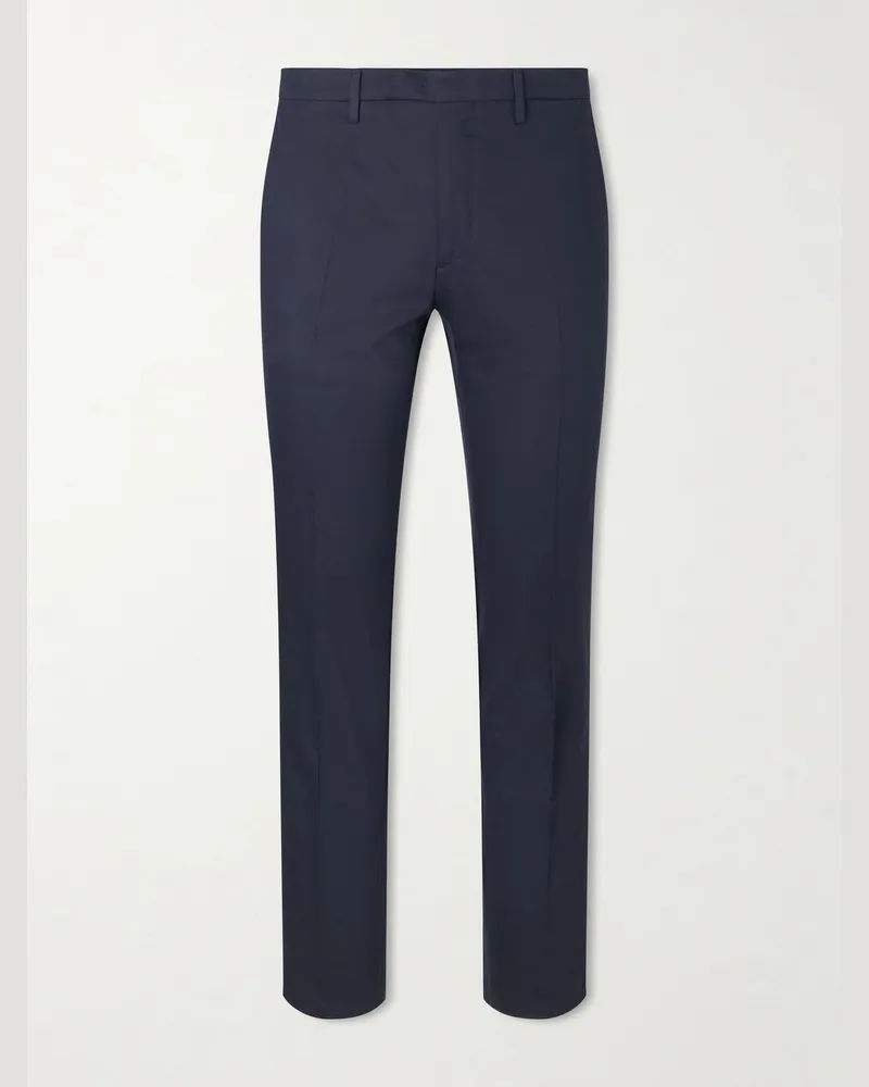 Boglioli Schmal zulaufende Anzughose aus Lyocell und Twill aus einer Baumwollmischung Blau