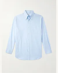 Loro Piana Hemd aus Baumwoll-Oxford mit Button-Down-Kragen Blau