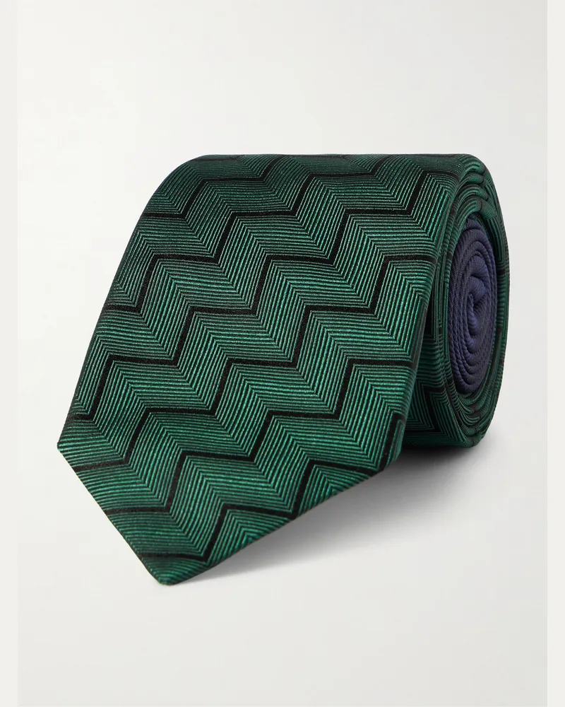 Missoni Krawatte aus Seiden-Jacquard, 7 cm Grün