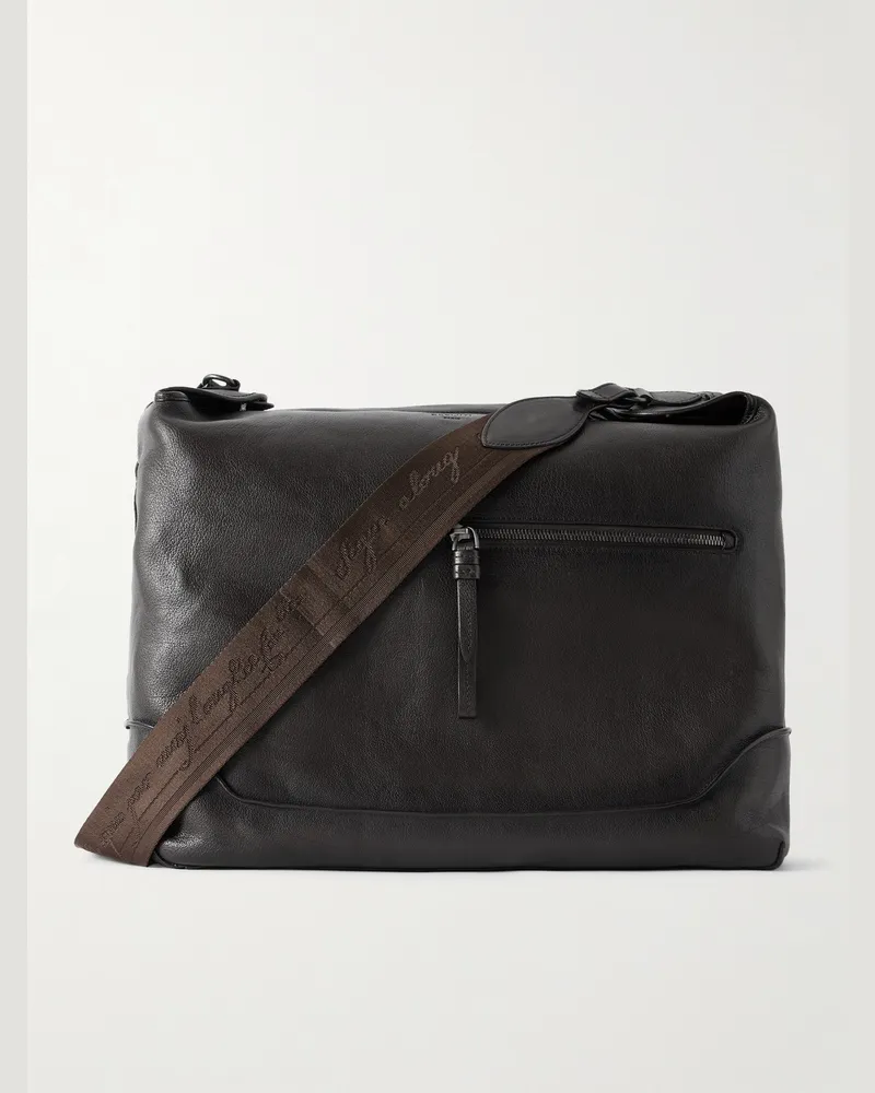 Berluti Un Jour Umhängetasche aus strukturiertem Leder Braun