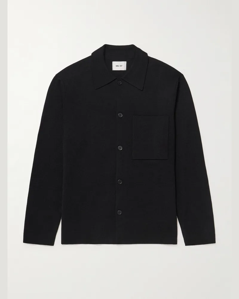 NN 07 Jonas 6530 Hemdjacke aus Strick Schwarz