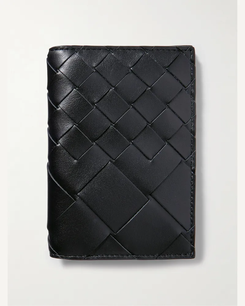 Bottega Veneta Intrecciato Leather Passport Holder Black