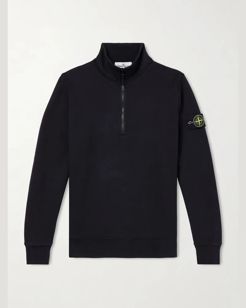 Stone Island Organic Cotton Fleece Half-Zip Sweatshirt Black