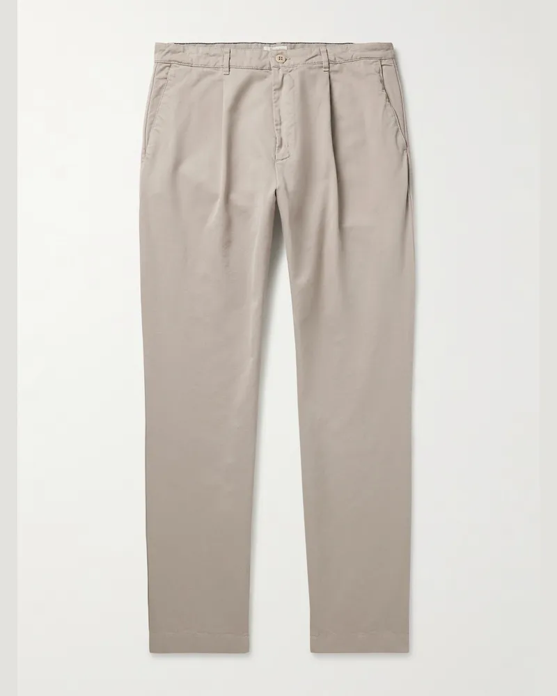 Hartford Tommy Straight-Leg Cotton-Twill Trousers Neutrals