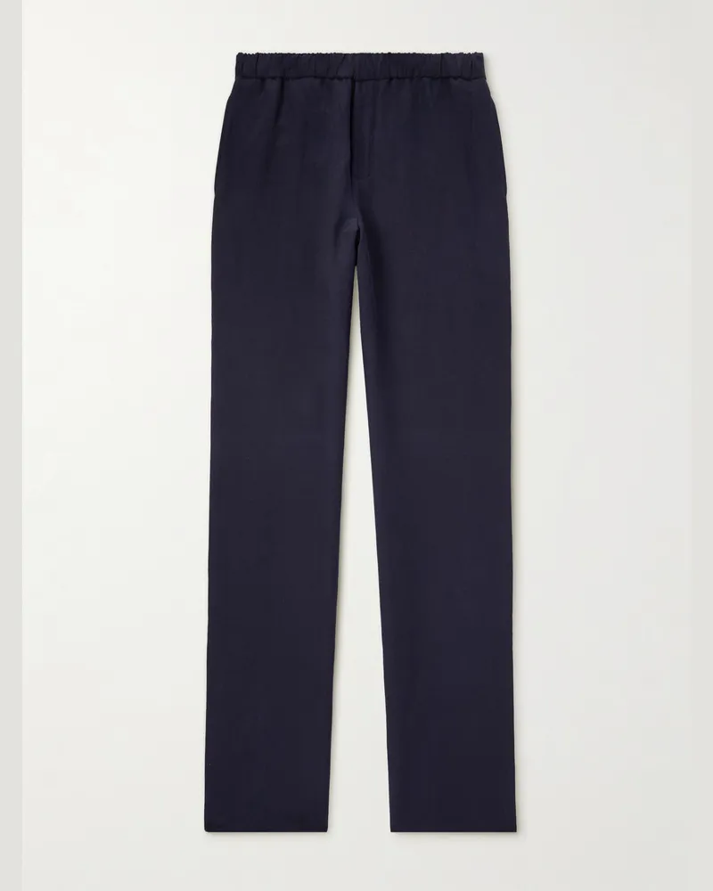 Loro Piana Maryln gerade geschnittene Hose aus einer Leinen-Seidenmischung Blau