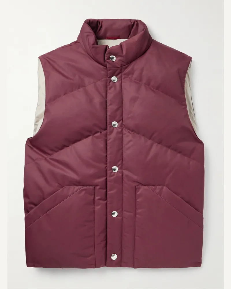 Brunello Cucinelli Quilted Shell Down Gilet Burgundy