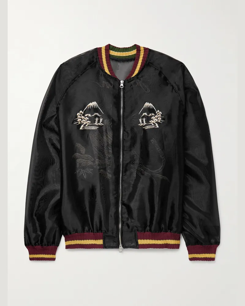 KAPITAL Souvenir Embroidered Organza Bomber Jacket Black