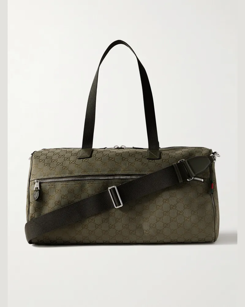 Gucci Neo Bowling-Tasche aus Canvas mit Logomuster und Lederbesatz Grün