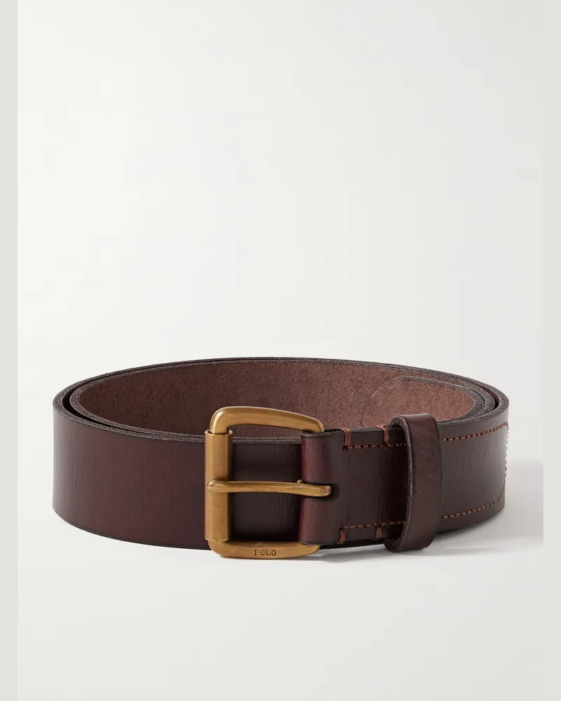 Ralph Lauren Gürtel aus Leder mit Logoverzierung, 3,5 cm Braun