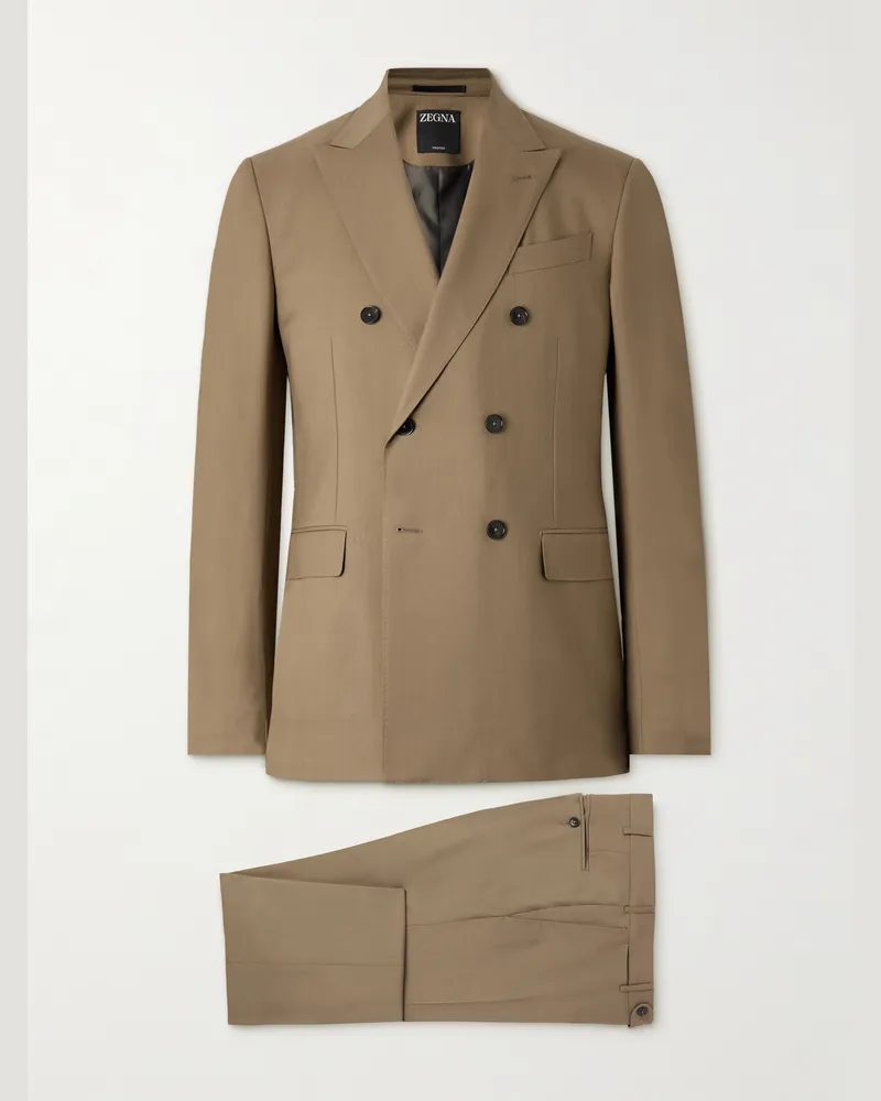 Ermenegildo Zegna Doppelreihiger Anzug aus Trofeo™-Woll-Twill Braun