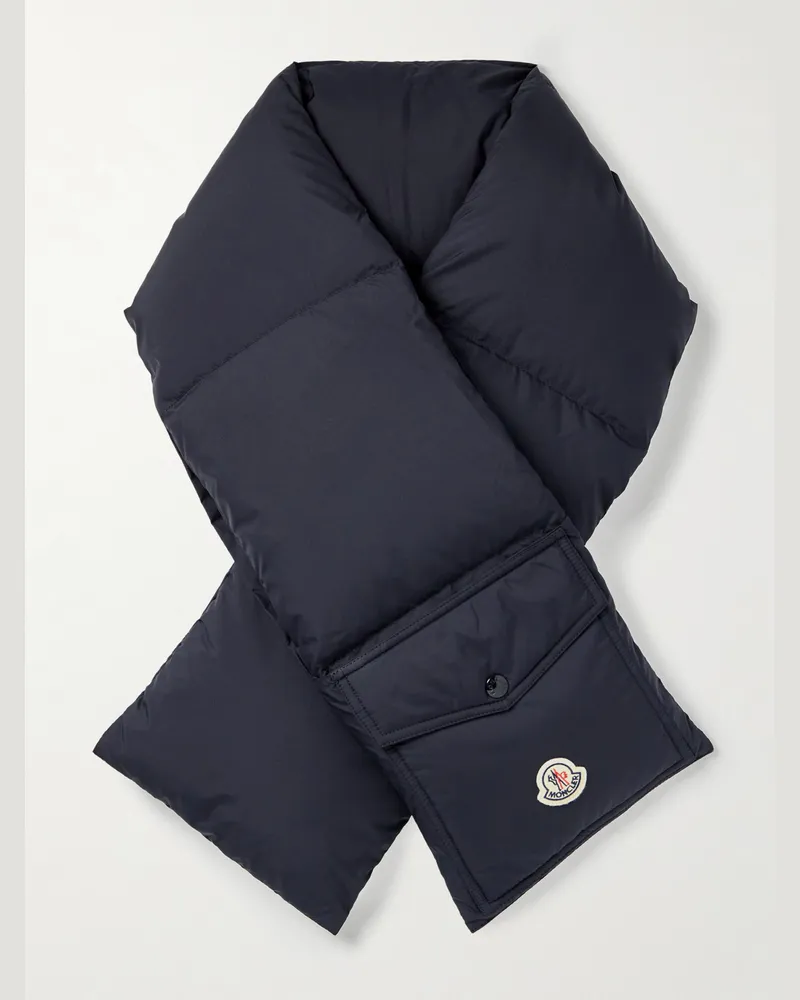 Moncler Daunenschal aus gestepptem Shell mit Logoapplikation Blau