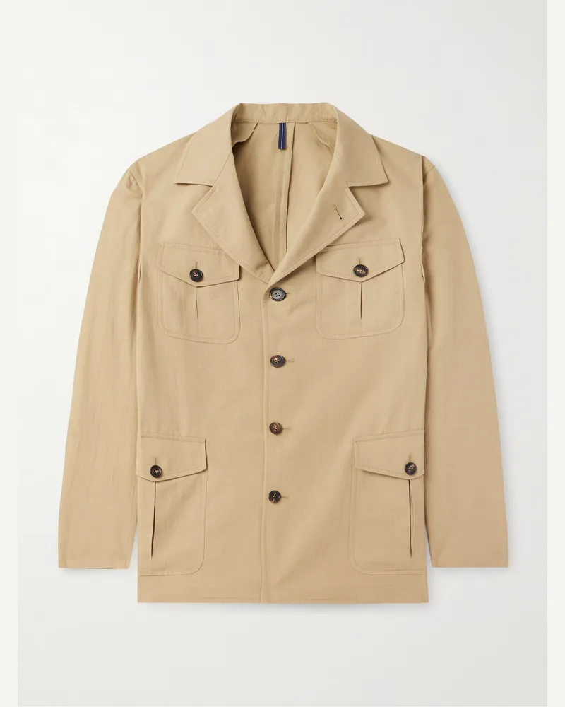 Incotex Venezia 1951 Hemdjacke aus Canvas aus einer Baumwoll-Leinenmischung Neutral