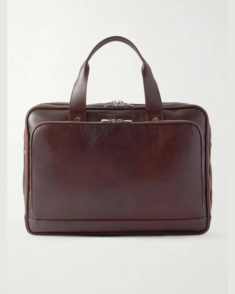 Brunello Cucinelli Leather Briefcase Burgundy