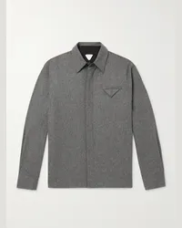 Bottega Veneta Hemd aus Wollflanell Grau