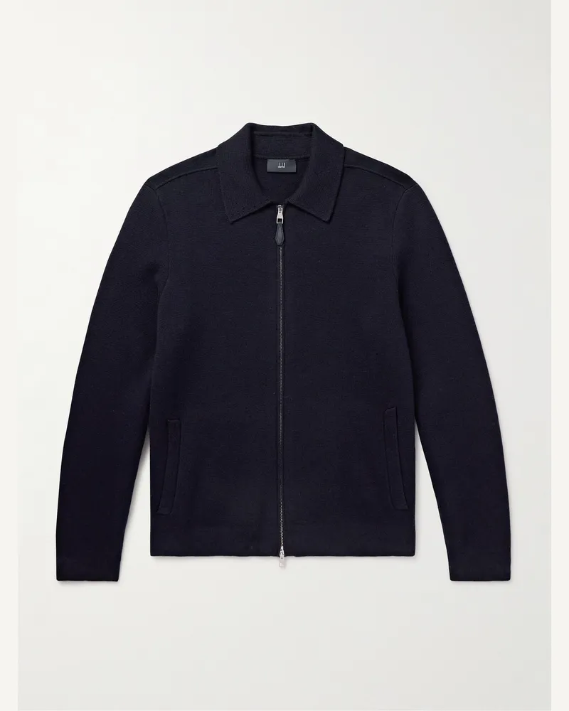 Dunhill Cardigan aus einer Baumwoll-Kaschmirmischung mit Reißverschluss Blau