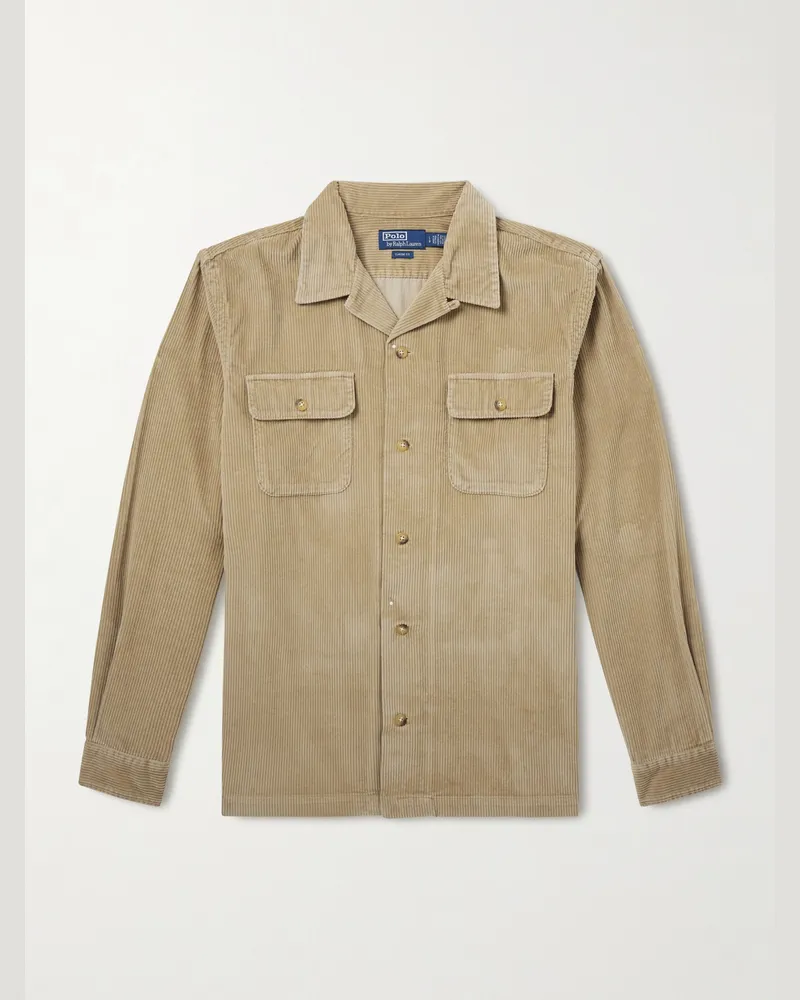 Ralph Lauren Hemd aus Baumwollcord mit wandelbarem Kragen Neutral