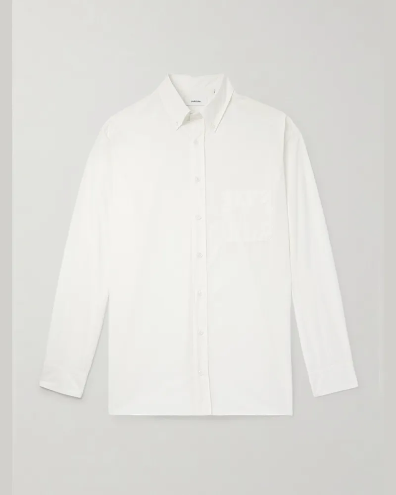 LARDINI Hemd aus Baumwollpopeline mit Button-Down-Kragen Weiß