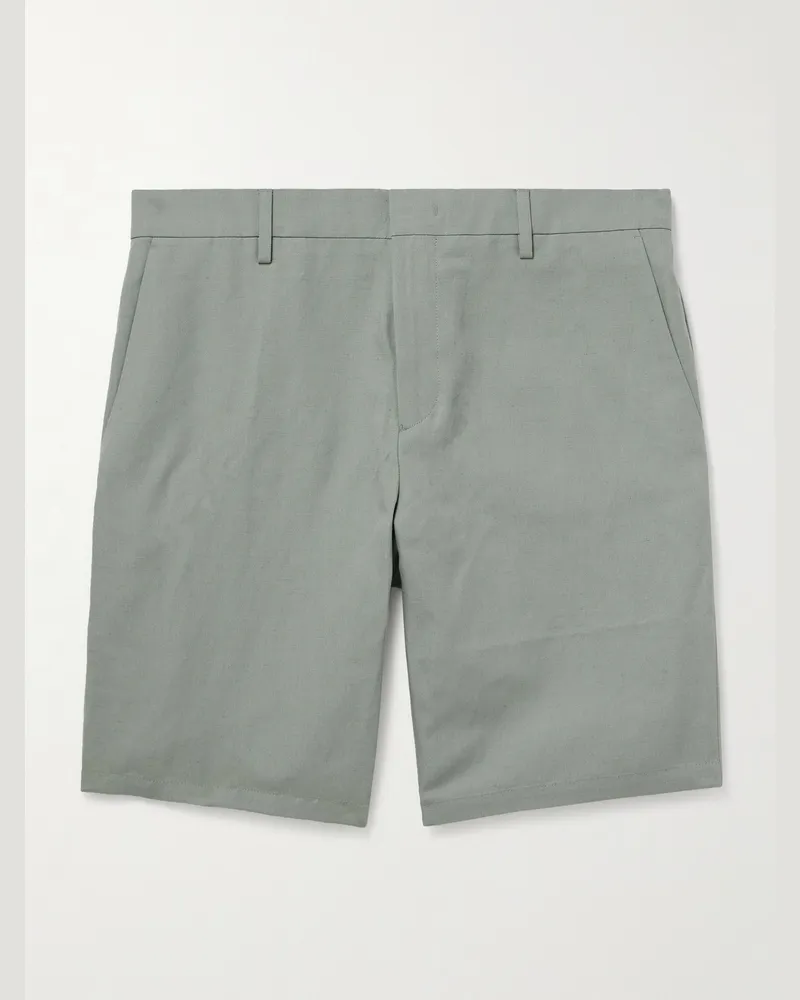 Paul Smith Gerade geschnittene Shorts aus einer Mischung aus Leinen, Baumwolle und Lyocell Grün