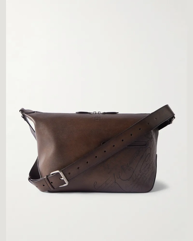 Berluti Toujours Scritto Venezia Leather Messenger Bag Brown