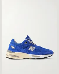 New Balance 991 Sneakers aus Veloursleder, Mesh und Kunstleder Blau