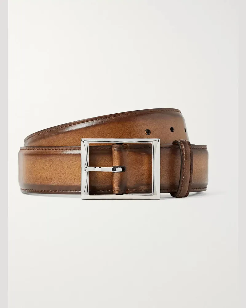 Berluti Classic 3.5cm Venezia Leather Belt Brown