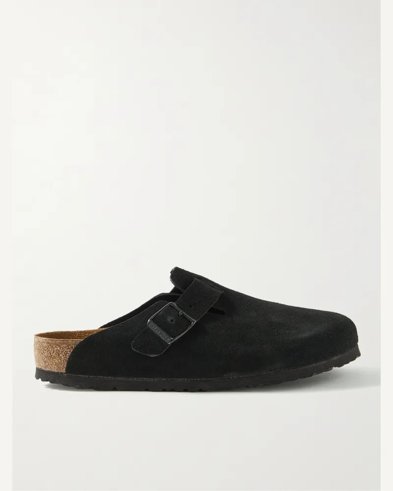 Birkenstock Boston Clogs aus Veloursleder Schwarz
