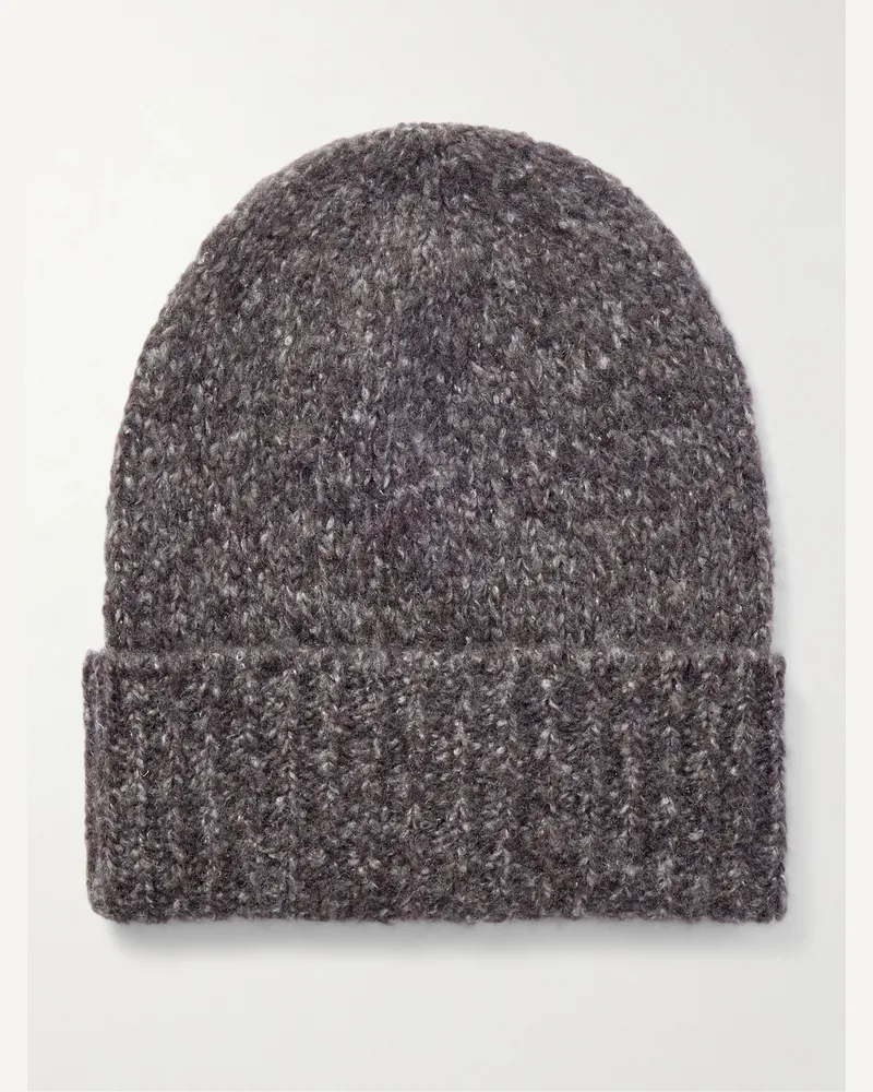 Johnstons of Elgin Brushed Cashmere and Silk-Blend Beanie Gray