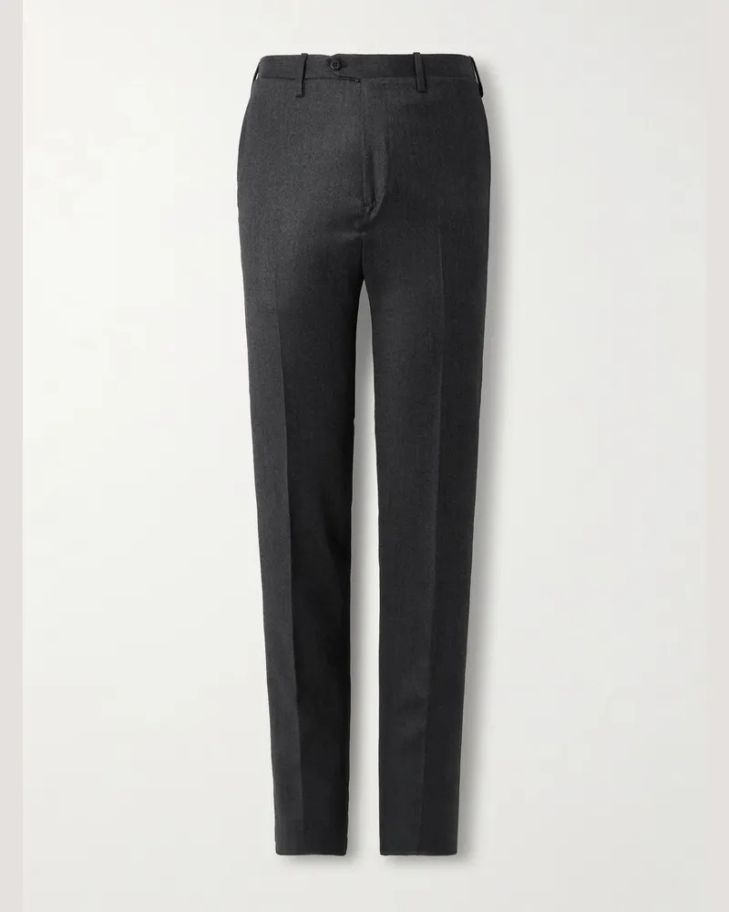 Kiton Schmal zulaufende Anzughose aus Twill aus einer Wollmischung Grau