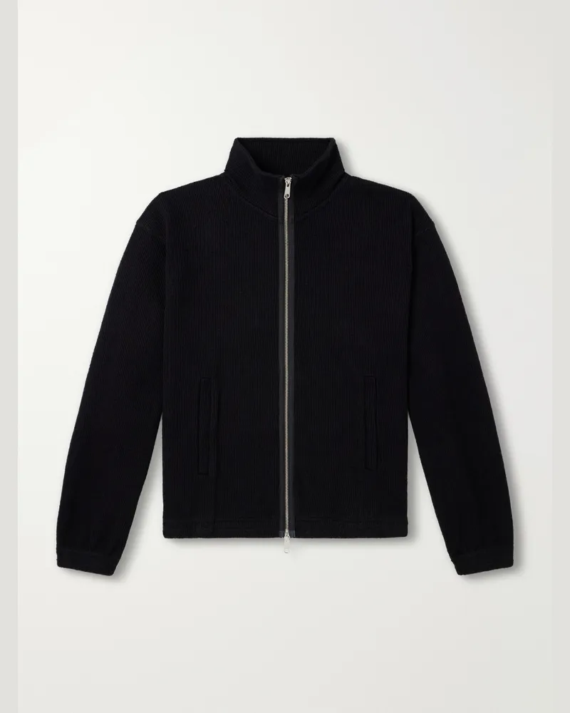 Mfpen Covet Ribbed Cotton-Jersey Zip-Up Sweatshirt Black