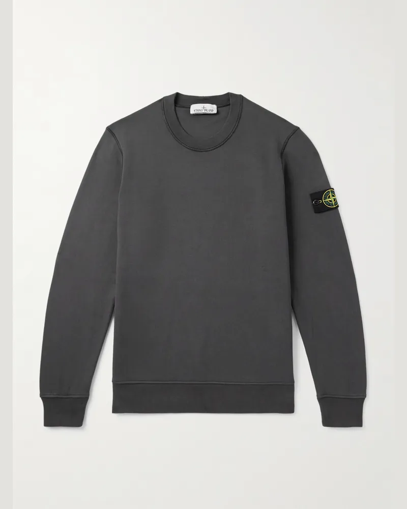 Stone Island Sweatshirt aus Baumwoll-Jersey mit Logoapplikation in Stückfärbung Grau