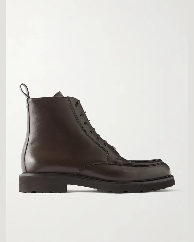 Canali Leather Lace-Up Boots Brown