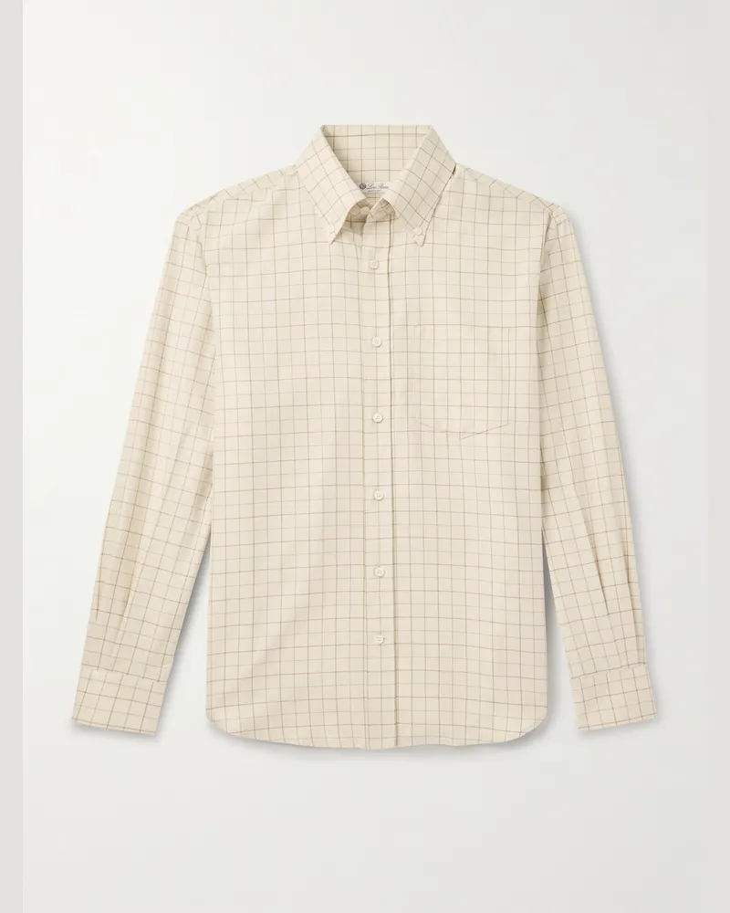 Loro Piana Elia kariertes Baumwollhemd mit Button-Down-Kragen Neutral