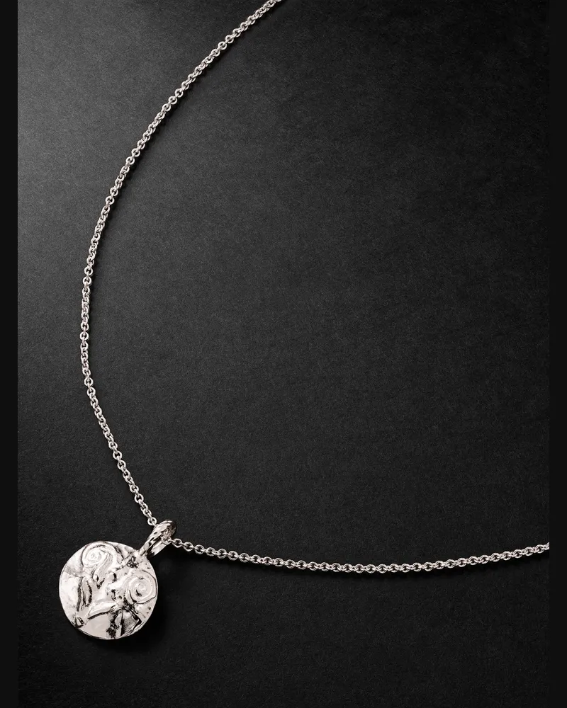 ELHANATI Star Sign Aries White Gold Pendant Necklace Silver