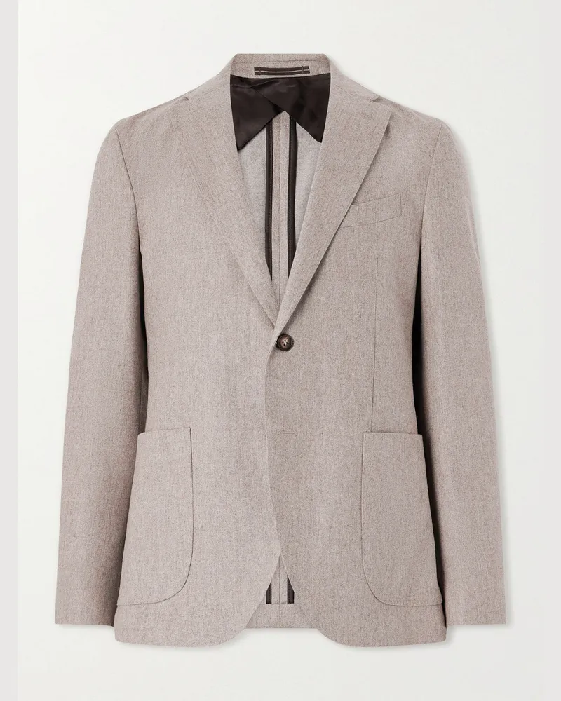 Slowear Wool-Blend Flannel Blazer Jacket Neutrals