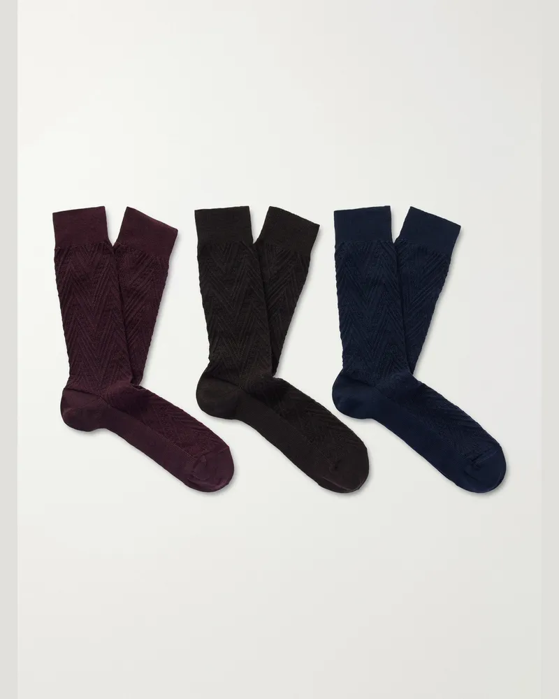 Missoni Three-Pack Crochet-Knit Socks Multi