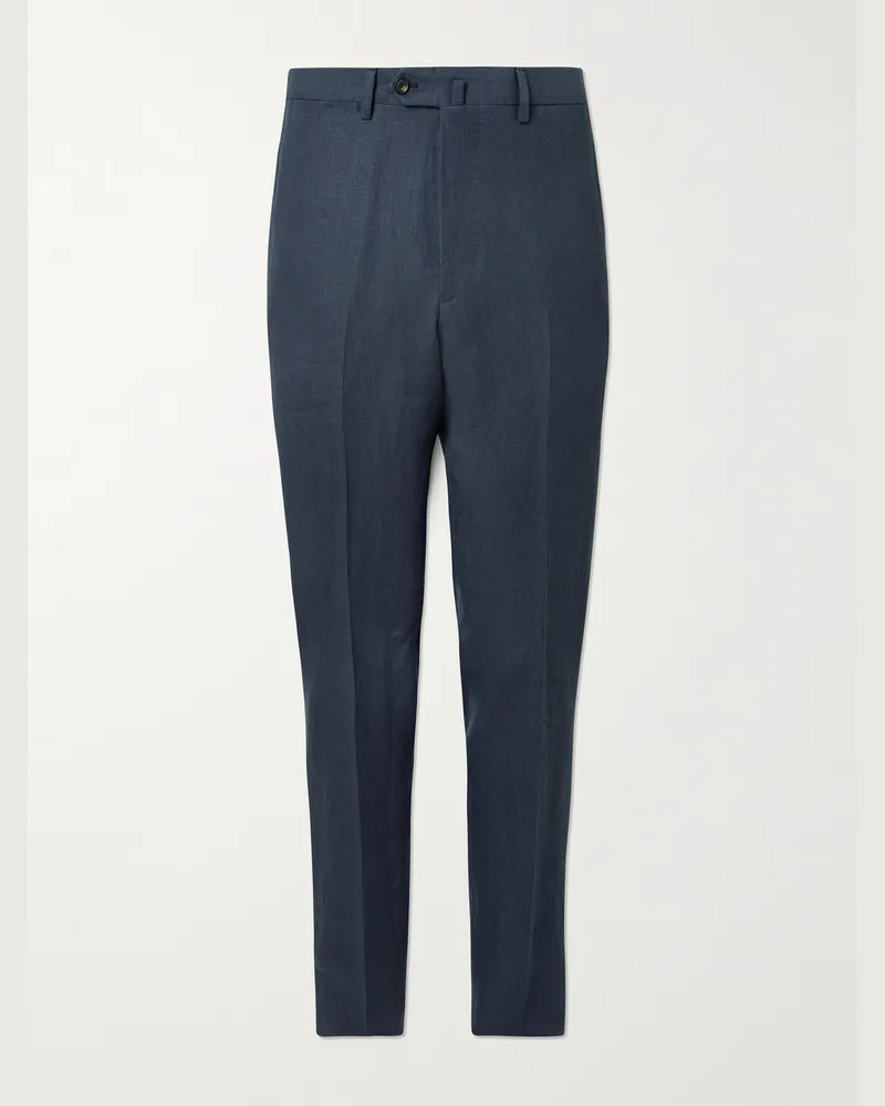 De Petrillo Straight-Leg Linen Suit Trousers Blue