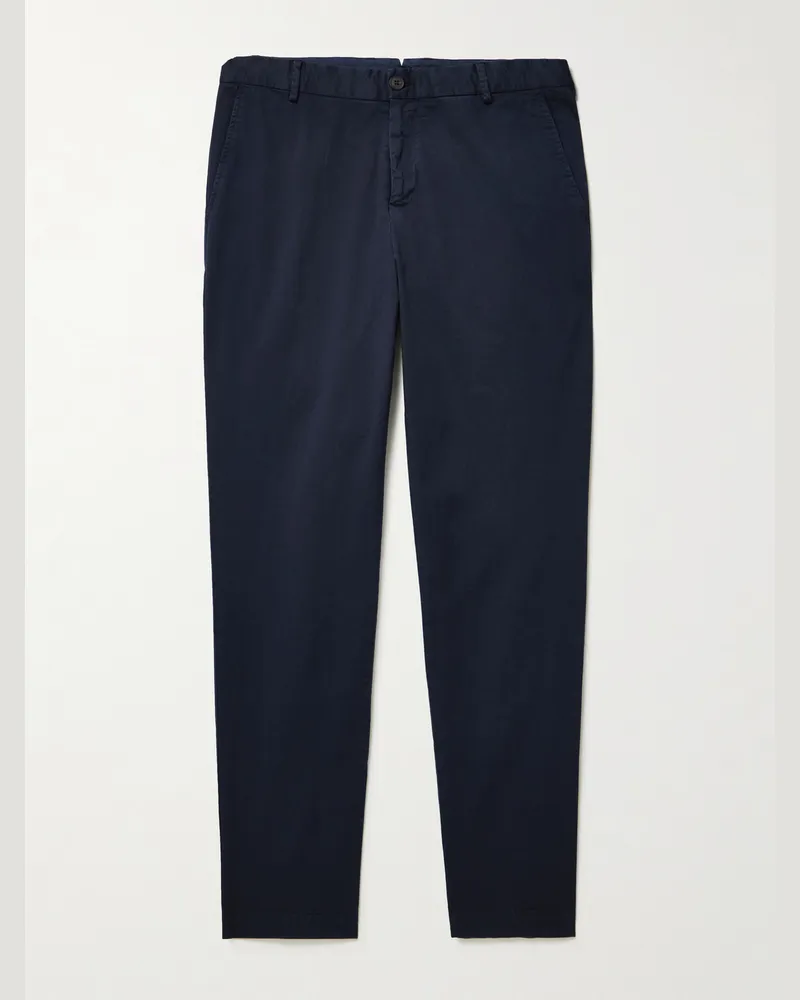 Sunspel Straight-Leg Garment-Dyed Cotton-Blend Twill Chinos Blue
