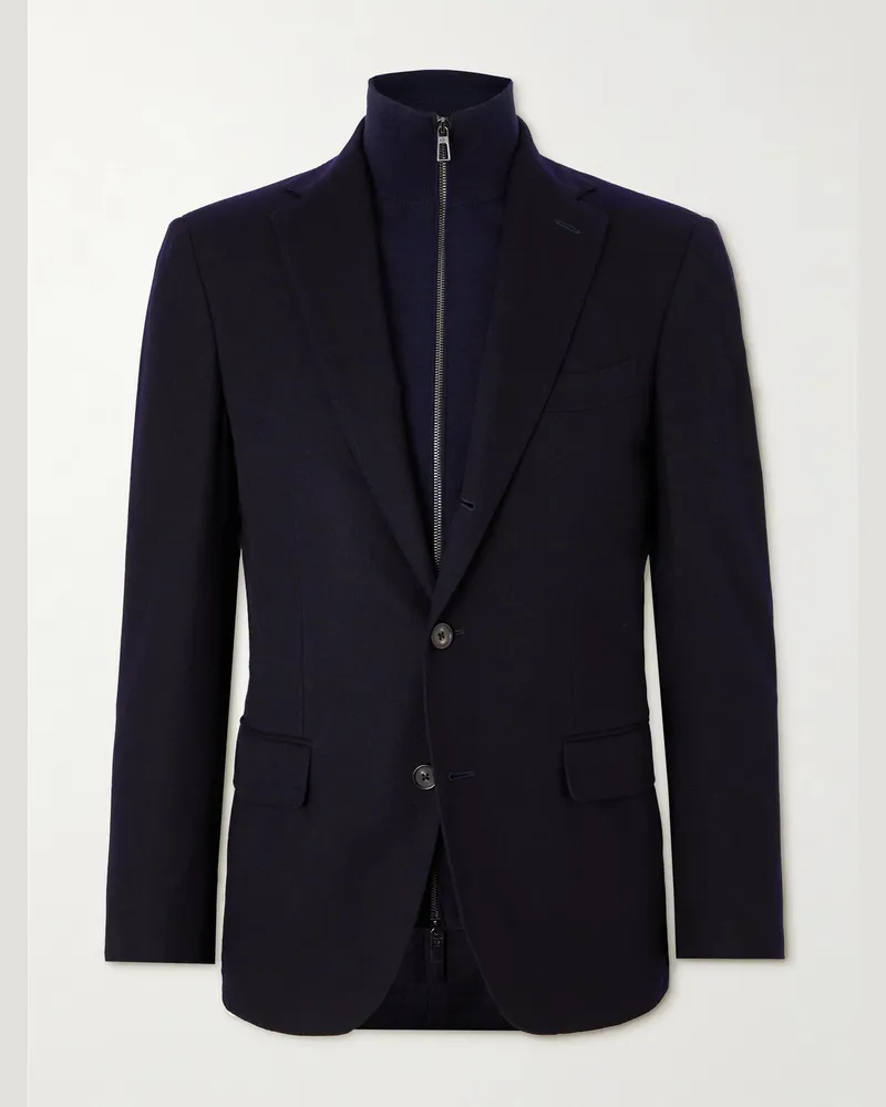 Loro Piana Rivoli Sakko aus Storm System®-Material aus einer Kaschmirmischung Blau