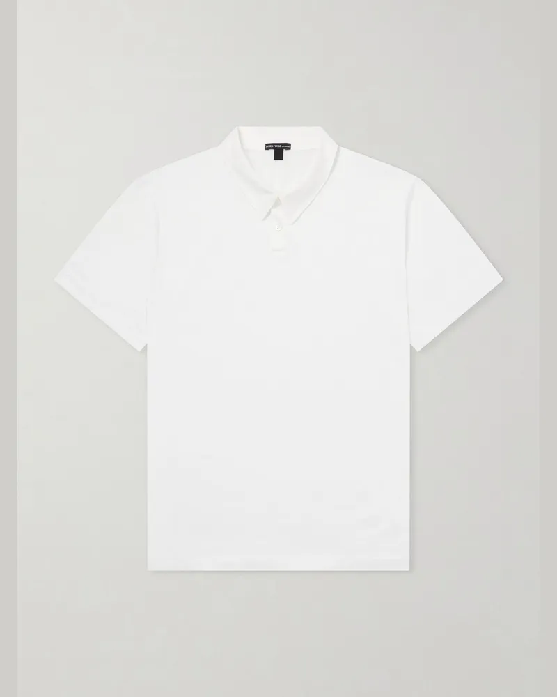James Perse Lotus Cotton-Jersey Polo Shirt White