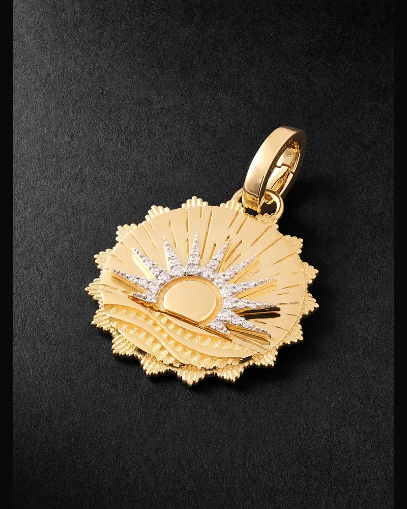 FOUNDRAE New Beginnings Internal Compass Anhänger aus 18 Karat Gold mit Diamanten Gold