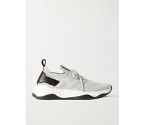 Shadow Sneakers aus Stretch-Strick mit Lederbesatz