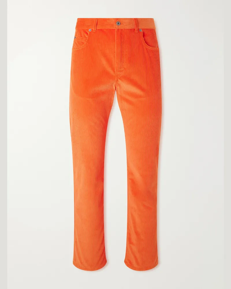 Loewe Straight-Leg Cotton-Corduroy Trousers Orange