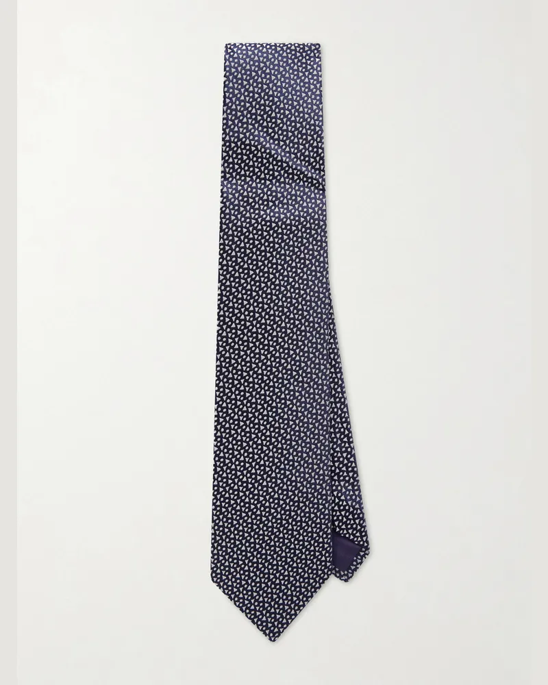 Charvet 8.5cm Embroidered Silk-Twill Tie Blue