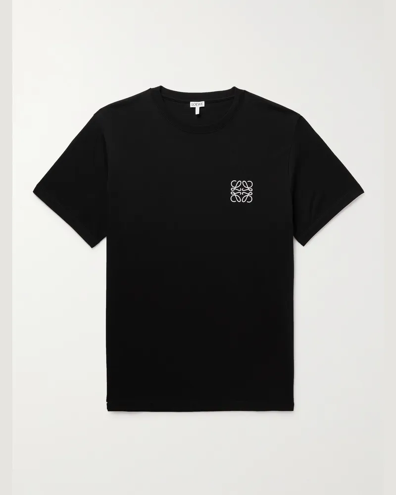 Loewe Logo-Embroidered Cotton-Jersey T-Shirt Black
