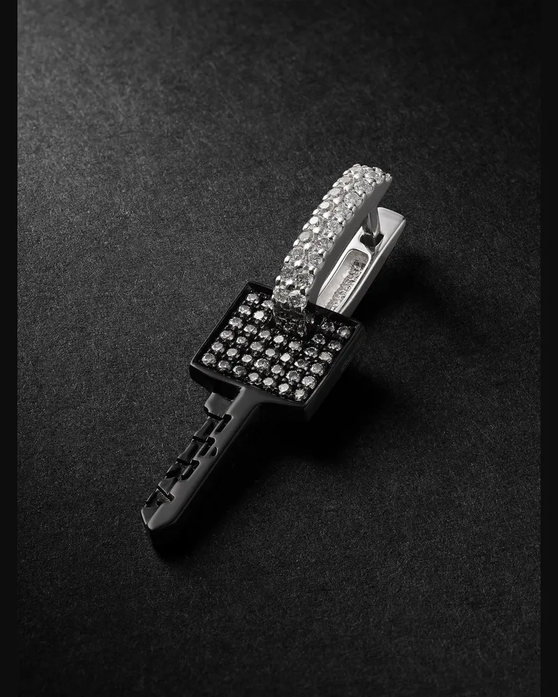 EÉRA Key White Gold, Silver and Diamond Single Earring Black